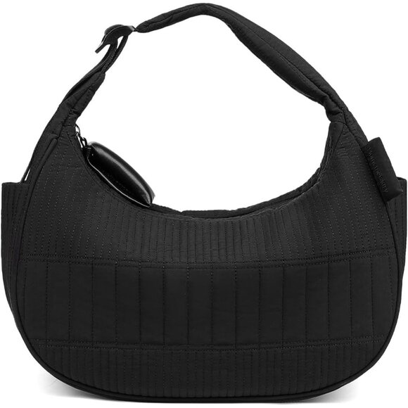 Crescent Women's Light Quilted Puffy Black Shoulder Bag for Travel - Picture 8 of 8